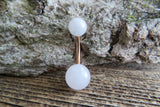 Rose Quartz Natural Stone Belly Ring 14G (1.6mm) VCH Piercing 6mm & 8mm Balls 8mm 10mm 11mm 12mm Lengths