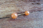 Gold Green Aventurine Natural Stone Belly Ring 14G (1.6mm) VCH Piercing 8mm 10mm 11mm 12mm Lengths