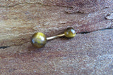 Gold Tiger Eye Natural Stone Belly Ring 14G (1.6mm) VCH Piercing 8mm 10mm 11mm 12mm Lengths