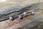 16G Purple 3mm 4mm Opal Pronged Surgical Steel Internally Threaded Nipple Barbell Cartilage 16G (1.2mm) Piercing