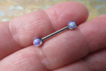 16G Purple 3mm 4mm Opal Pronged Surgical Steel Internally Threaded Nipple Barbell Cartilage 16G (1.2mm) Piercing