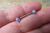 16G Purple 3mm 4mm Opal Pronged Surgical Steel Internally Threaded Nipple Barbell Cartilage 16G (1.2mm) Piercing