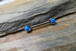 16G Blue 3mm 4mm Opal Pronged Surgical Steel Internally Threaded Nipple Barbell Cartilage 16G (1.2mm) Piercing