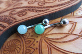 Green Aventurine Gold Ion Plated Petite Natural Stone Belly Ring 14G (1.6mm) VCH Piercing