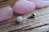 Custom Lengths Petite Amethyst Natural Stone Belly Ring 14g (1.6mm) Piercing