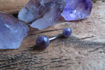 Custom Lengths Amethyst Natural Stone Belly Ring 14g (1.6mm) Piercing 5mm & 8mm Balls