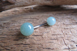 Custom Lengths Green Aventurine Natural Stone Belly Ring 14g (1.6mm) VCH Piercing 5mm & 8mm Balls