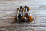 Custom Lengths Tiger Eye Natural Stone Barbell Nipple Ring Tongue Ring 14g (1.6mm) Piercing