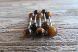 Custom Lengths Tiger Eye Natural Stone Barbell Nipple Ring Tongue Ring 14g (1.6mm) Piercing