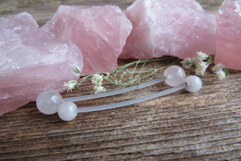 Rose Quartz Natural Stone Pregnancy Bio-flex Belly Ring