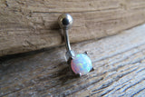 Gold IP White Fire Opal Belly Ring 14g (1.6mm) Piercing