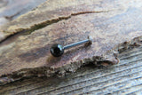 Black Obsidian Natural Stone Cartilage Labret Monroe Tragus Flatback Surgical Steel Barbell Piercing 16G (1.2mm) 6mm 8mm 10mm