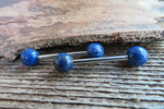 Lapis Lazuli Natural Stone Barbell Nipple Ring Tongue Ring 14g (1.6mm) Piercing