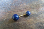 Gold Lapis Lazuli Natural Stone Belly Ring 14G (1.6mm) VCH Piercing Balls 8mm 10mm 11mm 12mm Lengths