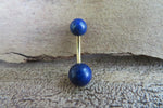 Gold Lapis Lazuli Natural Stone Belly Ring 14G (1.6mm) VCH Piercing Balls 8mm 10mm 11mm 12mm Lengths