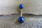 Rose Gold Lapis Lazuli Natural Stone Belly Ring 14g (1.6mm) Piercing 8mm 10mm 11mm 12mm Lengths