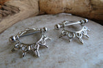 Silver Ornate Sun 14G or 16G Nipple Shields Pair