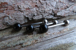 Custom Lengths Black Obsidian Natural Stone Barbell Tongue Ring 14g (1.6mm) Piercing