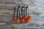 Special Edition Carnelian Orange Quartz Natural Stone Barbell Tongue Ring 14g (1.6mm) Piercing