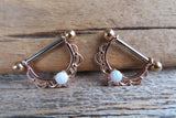 Rose Gold White Opal 14G or 16G Feminine Nipple Shields Pair