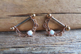 Rose Gold White Opal 14G or 16G Feminine Nipple Shields Pair