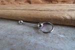 Custom Lengths Pink Crystal Gem Knocker Tongue Ring 14g (1.6mm) Piercing