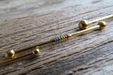 Gold Ion Plated Gay Pride Surgical Steel 316L Barbell Industrial Small Balls 14G (1.6mm) Piercing