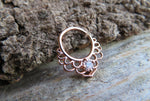 Rose Gold Ion Plated Lotus Crystal Gem Septum or Daith 16G Piercing