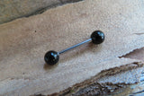 Custom Lengths Black Obsidian Natural Stone Barbell Nipple Ring Tongue Ring 14g (1.6mm) Piercing