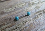 16G Turquoise Howlite 4mm Natural Stone Internally Threaded Surgical Steel Barbell Nipple Ring Cartilage Tragus Helix 16G (1.2mm) Piercing