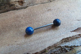 Lapis Lazuli Natural Stone Barbell Nipple Ring Tongue Ring 14g (1.6mm) Piercing