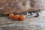 Special Edition Carnelian Orange Quartz Natural Stone Barbell Tongue Ring 14g (1.6mm) Piercing