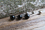 Custom Lengths Black Obsidian Natural Stone Barbell Tongue Ring 14g (1.6mm) Piercing