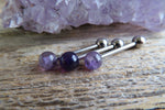 Custom Lengths Amethyst 5mm Natural Stone Barbell Tongue Ring 14g (1.6mm) Piercing