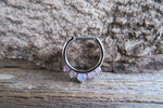 Silver Pink Opalite 100% Surgical Steel Septum or Daith 16G Piercing