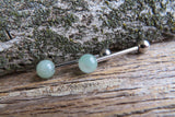 Green Aventurine Titanium Ti6Al4V ELI Implant Grade Natural Stone Barbell Tongue Ring 14g (1.6mm) Piercing