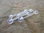 16G Clear Bioflex Hypoallergenic Barbell Nipple Ring Tongue Ring Retainer 16G (1.2mm) Piercing Small Balls