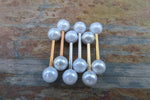 14G White Pearl Silver Surgical Steel Pearl Nipple Piercing Set Pair