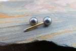 14G Gray Gold Ion Plated Surgical Steel Pearl Nipple Piercing Set Pair