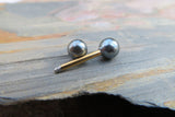 14G Gray Gold Ion Plated Surgical Steel Pearl Nipple Piercing Set Pair