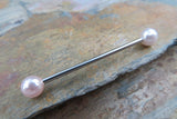 Baby Pink Surgical Steel 316L Barbell Industrial 14G (1.6mm) Piercing 32mm 35mm 38mm