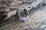 Silver Pink Opalite 100% Surgical Steel Septum or Daith 16G Piercing