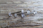 Custom Lengths Clear Disk Bioflex or Surgical Steel Barbell Hide Piercing Retainer Tongue Ring 14g (1.6mm) Piercing