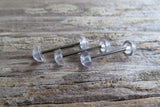 Custom Lengths Clear Disk Bioflex or Surgical Steel Barbell Hide Piercing Retainer Tongue Ring 14g (1.6mm) Piercing