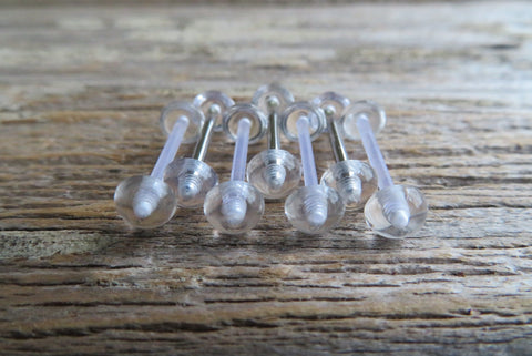 Custom Lengths Clear Disk Bioflex or Surgical Steel Barbell Hide Piercing Retainer Tongue Ring 14g (1.6mm) Piercing