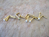 White Fire Opal Black PVD Surgical Steel Nose Piercing Bone or L Bend 20G (0.81mm) Gold Rose Gold