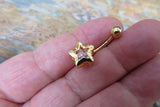 Square Gold Ion Plated Zirconia Belly Ring 14g (1.6mm) Piercing