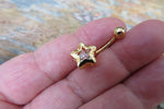 Star Gold Ion Plated Zirconia Belly Ring 14g (1.6mm) Piercing