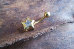 Star Gold Ion Plated Zirconia Belly Ring 14g (1.6mm) Piercing