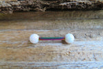 14G Rainbow Ion Plated White Opal Surgical Steel Nipple Tongue Ring Barbell 14G (1.6mm) Piercing